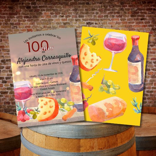 Invitation Dégustation de vin et de fromage amusante espagnol
