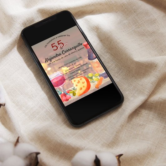 Invitation Dégustation de vin et de fromage espagnol Chic 55e