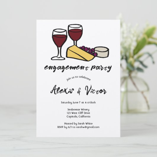 Invitation Dégustation de vin et de fromage Parti d'engagemen (Debout devant)