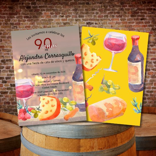 Invitation Dégustation de vin et de fromage Spanish Chic 90e