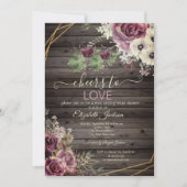 Invitation Dégustation de vin Fleurs Bourgogne Fête des marié (Devant)