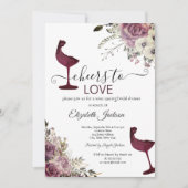 Invitation Dégustation de vin Floral Bourgogne Fête des marié (Devant)