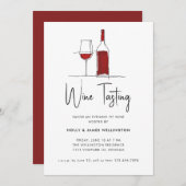 Invitation Dégustation de vin Ligne moderne Dessin Red Vino (Devant / Derrière)