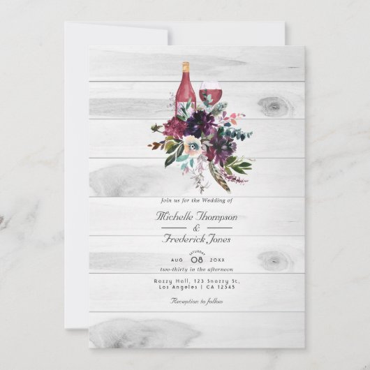 Invitation Dégustation de vin Rustique Boho Plum Code QR Mari (Devant)