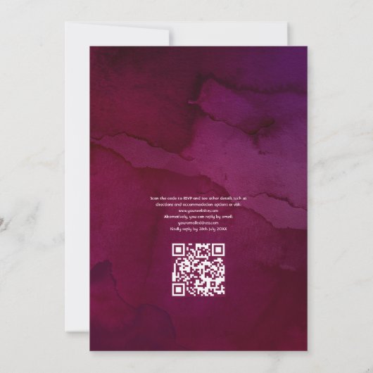 Invitation Dégustation de vin Rustique Boho Plum Code QR Mari (Dos)