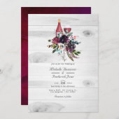 Invitation Dégustation de vin Rustique Boho Plum Code QR Mari (Devant / Derrière)