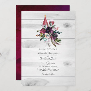 Invitation Dégustation de vin Rustique Boho Plum Code QR Mari