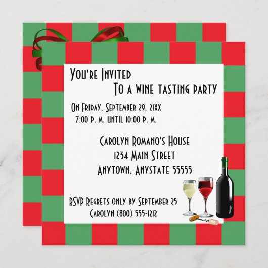 Invitation Dégustation de vins (Devant / Derrière)