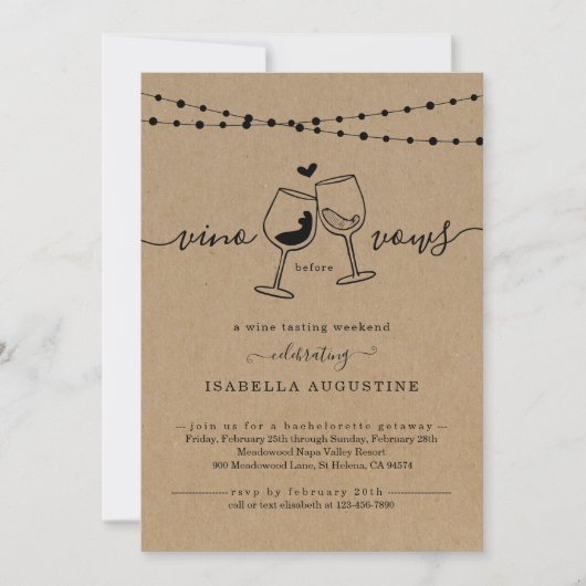 Invitation Dégustation De Vins Bachelorette Week-end Itinérai (Devant)