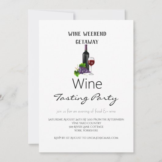 Invitation Dégustation De Vins Du Week-End Simple Getaway (Devant)