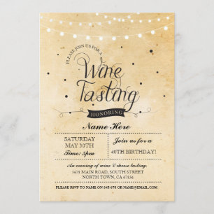 Invitation Dégustation de vins Fête d'anniversaire Rustic TOU