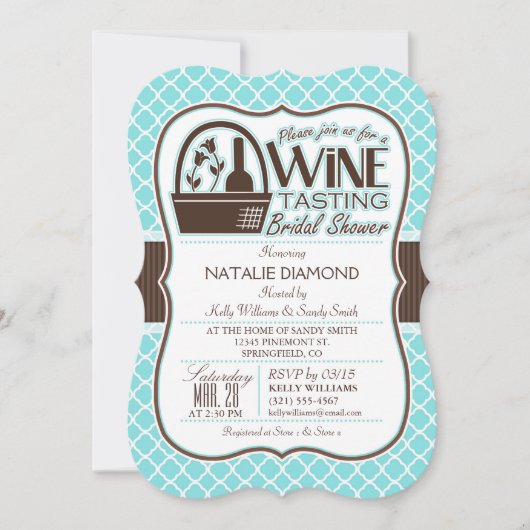 Invitation Dégustation De Vins ; Fête des mariées Aqua Quatre (Devant)