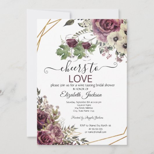 Invitation Dégustation de vins Fête des mariées aux fleurs de (Devant)