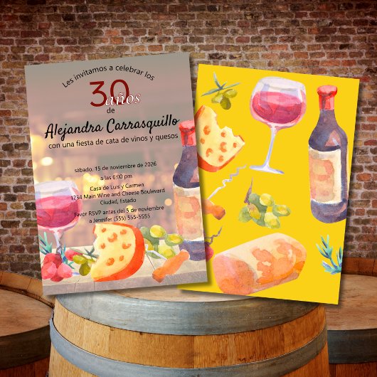 Invitation Dégustation espagnole de vin et de fromage 30ème a