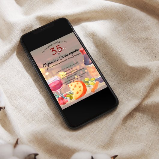 Invitation Dégustation espagnole de vin et de fromage 35e ann