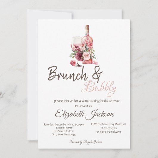 Invitation Dégustation Florale de vin Brunch & Bubbly (Devant)