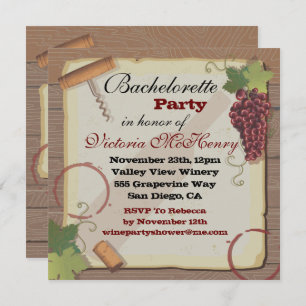 Invitation Dégustation Rustique Vintage de vin Bachelorette P