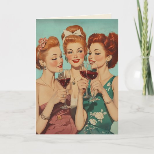 Invitation Dégustation vintage pour dames avec vin (Devant)