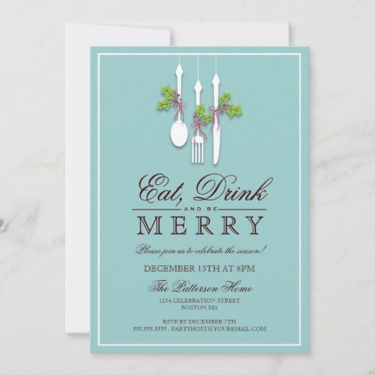 Invitation Dégustez et soyez joyeux Noël (Devant)