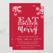 Invitation Dégustez Joyeux Red Snowflake Noël Party (Devant / Derrière)