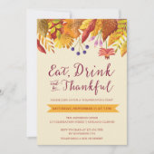 Invitation Dégustez un verre et soyez heureux Feuilles d'aqua (Devant)