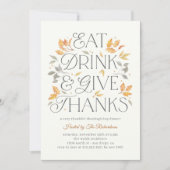 Invitation Dégustez Un Verre Merci Dîner Thanksgiving (Devant)