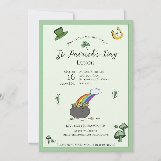Invitation Déjeuner amusant de la Saint-Patrick avec bénédict (Devant)