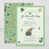Invitation Déjeuner amusant de la Saint-Patrick avec bénédict (Devant / Derrière)