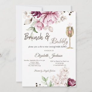Invitation Déjeuner aux fleurs violettes et cocktail pour l'e
