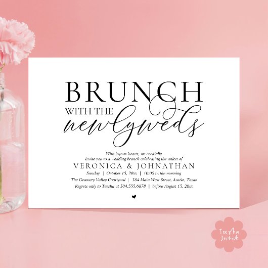 Invitation Déjeuner avec les jeunes mariés, Mariage Moderne É