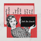 Invitation Déjeuner avec une pancarte dans les années 1950 (Devant / Derrière)