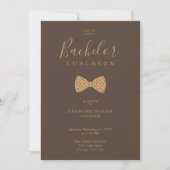 Invitation Déjeuner Brown Gold Fun Pois Bow Bachelor (Devant)
