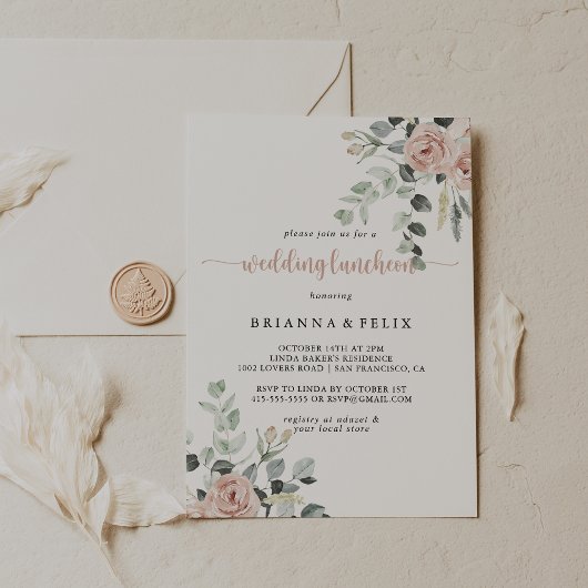 Invitation Déjeuner classique rose rose rose rose Mariage