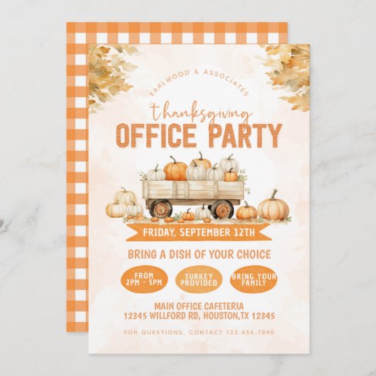 Invitation Déjeuner d'action de grâce (Devant / Derrière)