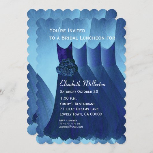 Invitation Déjeuner d'affaires Brunch Blue Dresses V01 (Devant / Derrière)