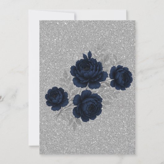 Invitation Déjeuner d'affaires Feuille Blue & Silver Navy (Dos)