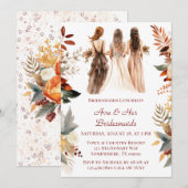 Invitation Déjeuner d'affaires floral Orange Burgundy (Devant / Derrière)