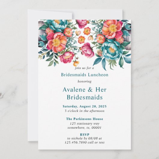 Invitation Déjeuner d'affaires pour filles du bouquet Peony R (Devant)