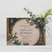 Invitation Déjeuner d'affaires Rustic Green & Wood Slice Brid (Debout devant)