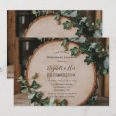 Invitation Déjeuner d'affaires Rustic Green & Wood Slice Brid (Devant / Derrière)