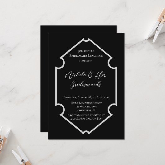 Invitation Déjeuner d'affaires simple et élégant noir et blan (Devant/Arrière en situation)