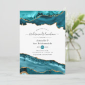 Invitation Déjeuner d'affaires turquoise et Gold Agate (Debout devant)