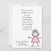 Invitation Déjeuner d'anniversaire 60 ans Stick Girl (Devant)