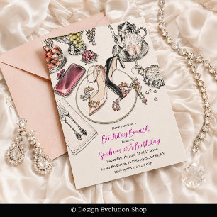 Invitation Déjeuner d'anniversaire avec des chaussures à talo