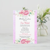 Invitation Déjeuner d'anniversaire botanique rose élégant  (Debout devant)