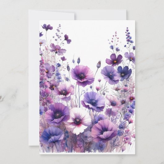 Invitation Déjeuner d'anniversaire Fleurs d'aquarelle violet (Dos)