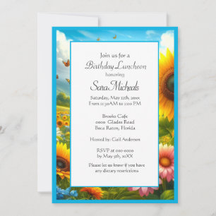 Invitation Déjeuner d'anniversaire Sunflower Floral