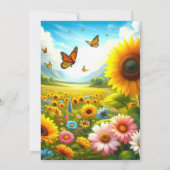 Invitation Déjeuner d'anniversaire Sunflower Floral (Dos)