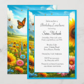 Invitation Déjeuner d'anniversaire Sunflower Floral (Devant / Derrière)