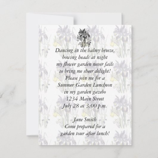 Invitation Déjeuner dans le jardin (Dos)